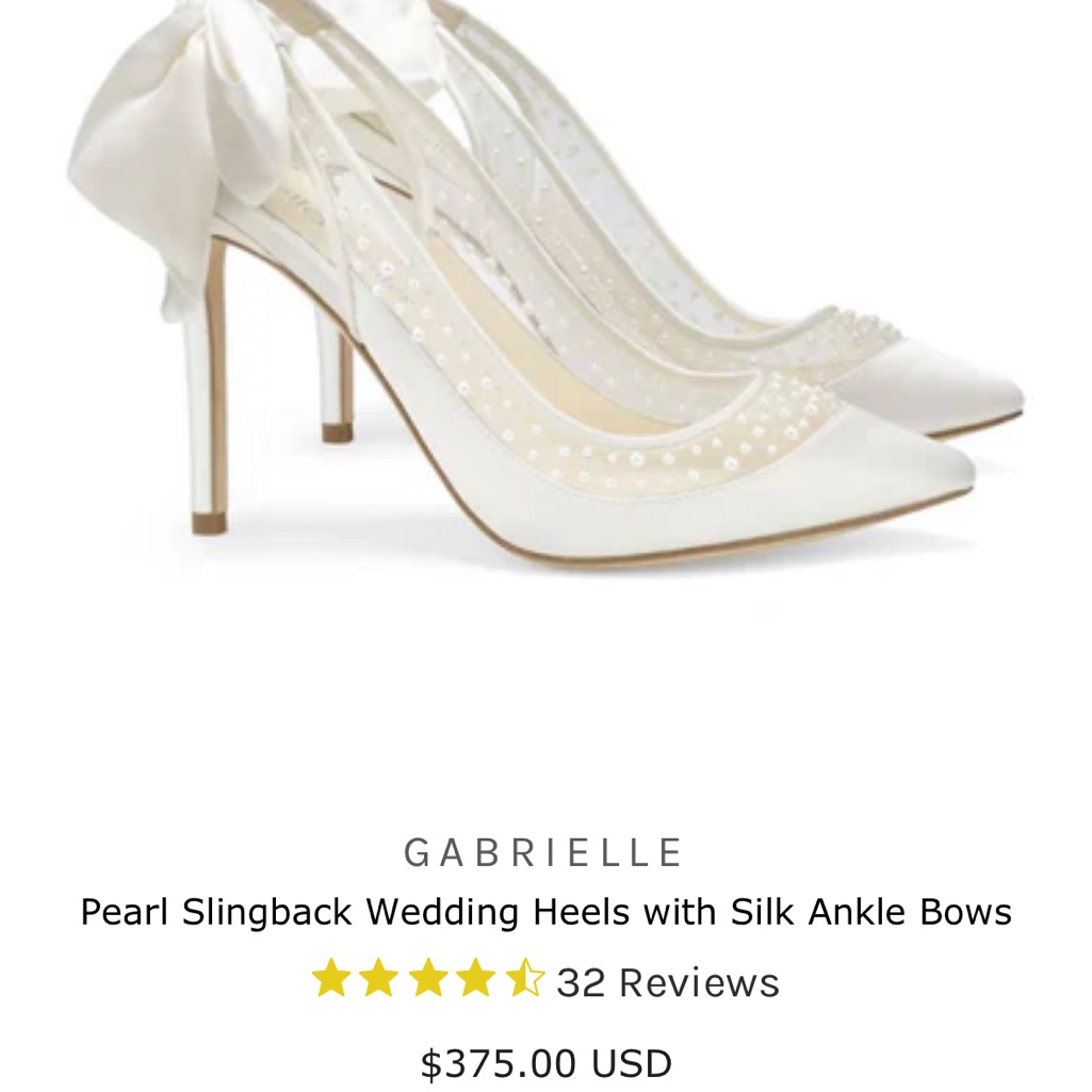 Gabrielle White Pearl Embellished Slingback Heels